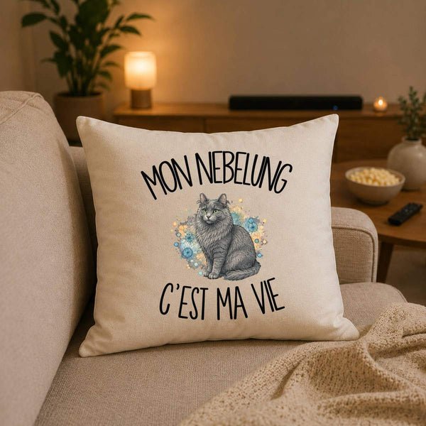 Housse de Coussin Mon Nebelung c'est ma vie