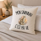 Housse de Coussin Mon Savannah c'est ma vie