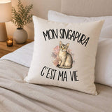 Housse de Coussin Mon Singapura c'est ma vie