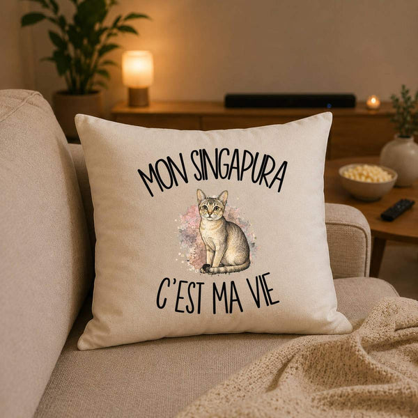 Housse de Coussin Mon Singapura c'est ma vie