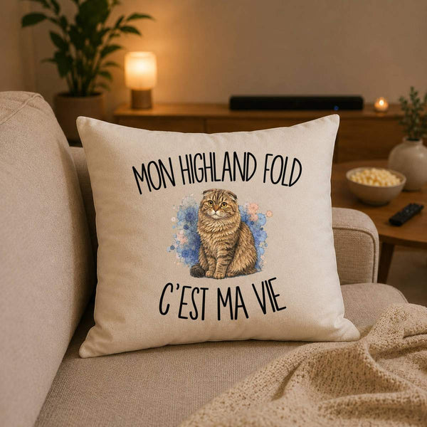 Housse de Coussin Mon Highland Fold c'est ma vie