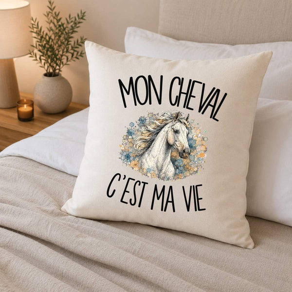 Housse de Coussin Mon cheval c'est ma vie