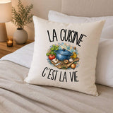Housse de Coussin La cuisine c'est la vie