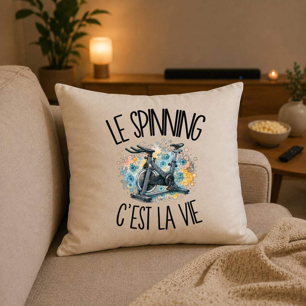 Housse de Coussin Le spinning c'est la vie