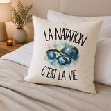 Housse de Coussin La natation c'est la vie