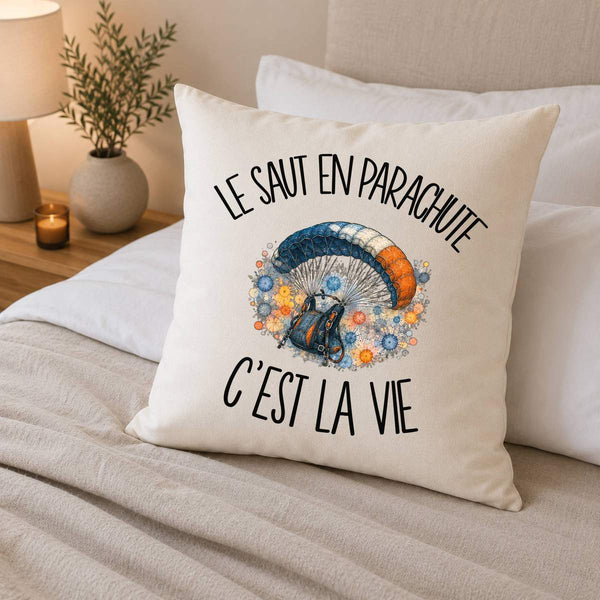 Housse de Coussin Le saut en parachute c'est la vie