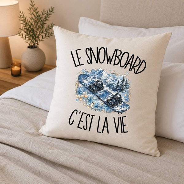 Housse de Coussin Le snowboard c'est la vie