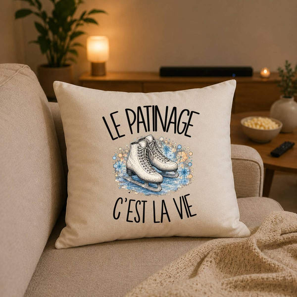 Housse de Coussin Le patinage c'est la vie