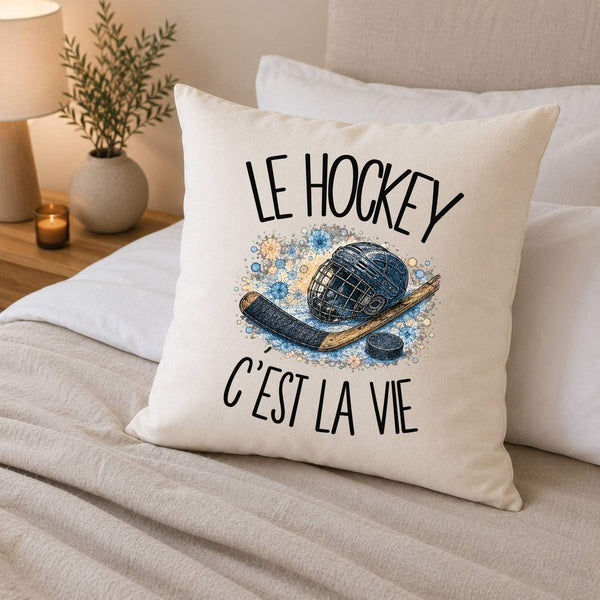 Housse de Coussin Le hockey c'est la vie