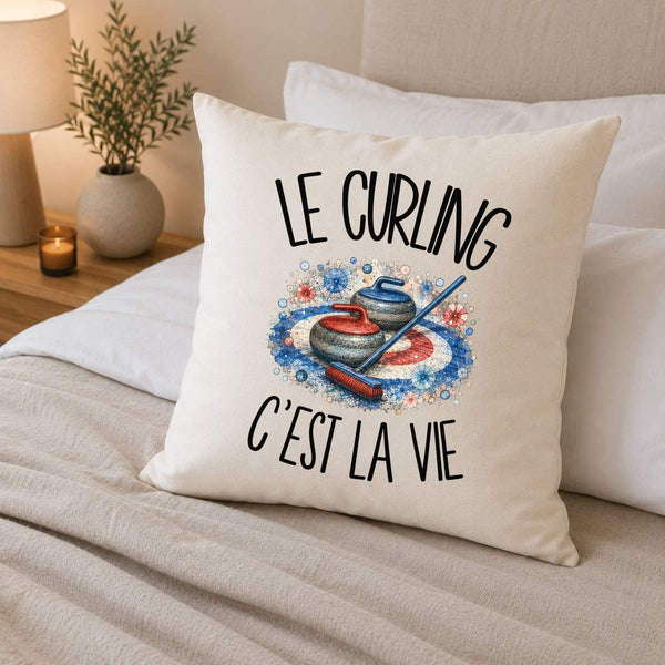 Housse de Coussin Le curling c'est la vie