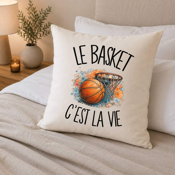 Housse de Coussin Le basket c'est la vie