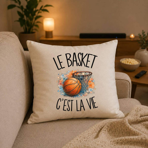 Housse de Coussin Le basket c'est la vie