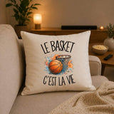 Housse de Coussin Le basket c'est la vie