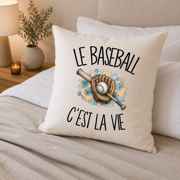 Housse de Coussin Le baseball c'est la vie