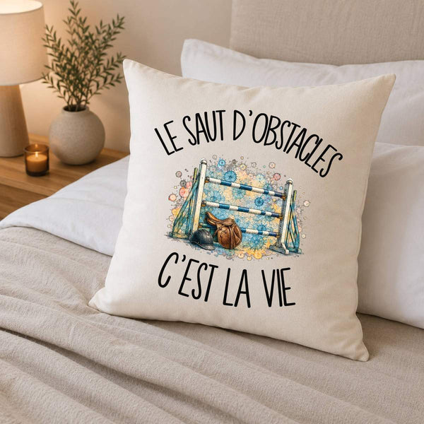Housse de Coussin Le saut d'obstacles c'est la vie