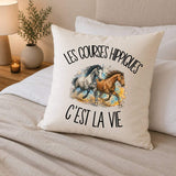 Housse de Coussin Les courses hippiques c'est la vie