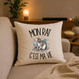 Housse de Coussin Mon rat c'est ma vie