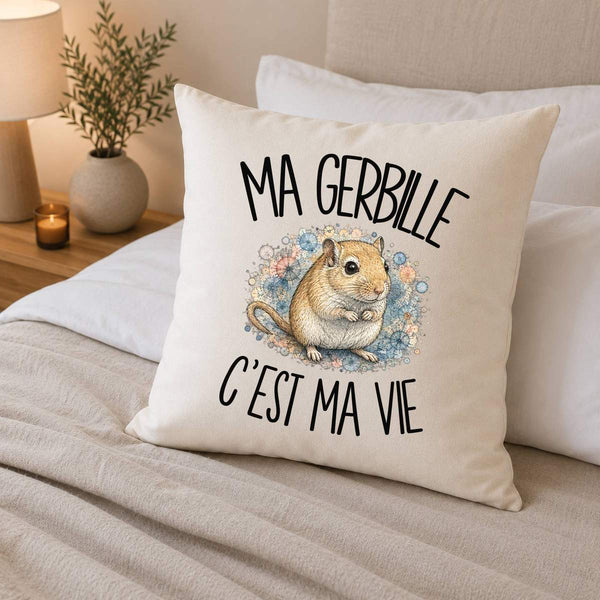 Housse de Coussin Ma gerbille c'est ma vie