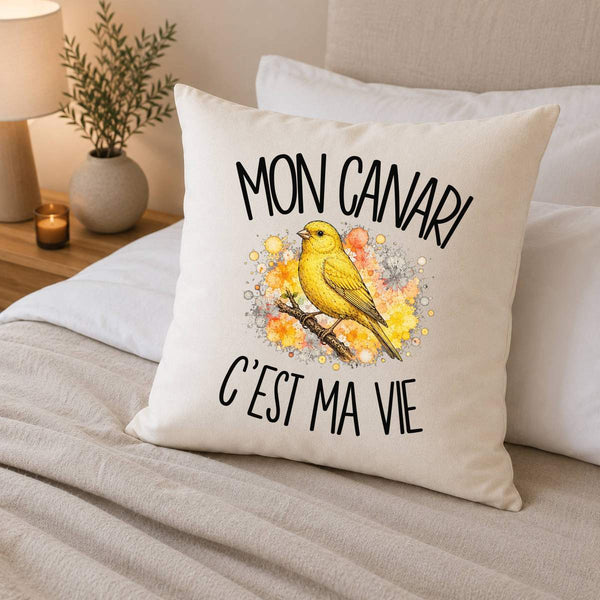 Housse de Coussin Mon canari c'est ma vie