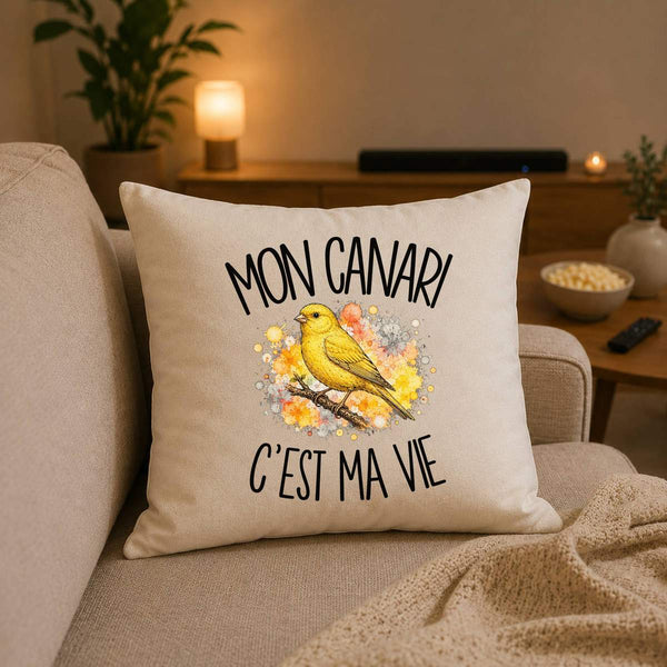Housse de Coussin Mon canari c'est ma vie