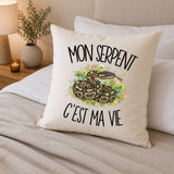 Housse de Coussin Mon serpent c'est ma vie