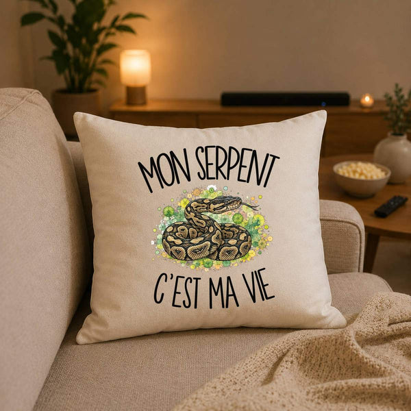 Housse de Coussin Mon serpent c'est ma vie
