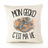 Housse de Coussin Mon gecko c'est ma vie