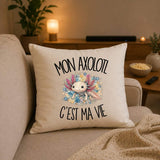 Housse de Coussin Mon axolotl c'est ma vie