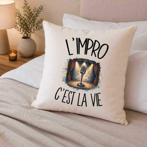Housse de Coussin L'impro c'est la vie