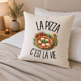 Housse de Coussin La pizza c'est la vie