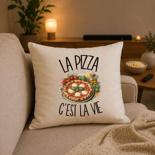 Housse de Coussin La pizza c'est la vie