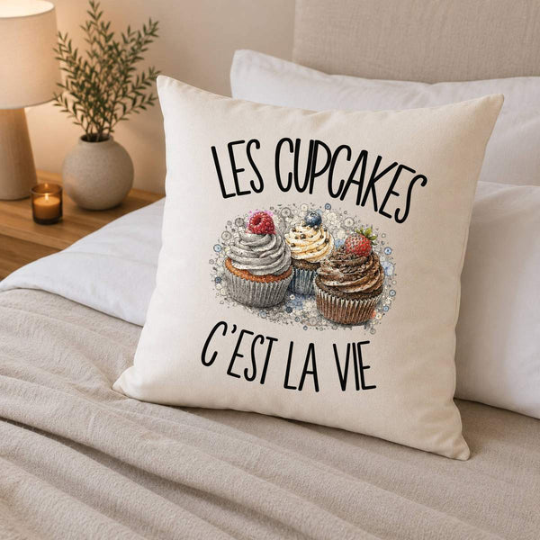 Housse de Coussin Les cupcakes c'est la vie