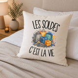 Housse de Coussin Les soldes c'est la vie