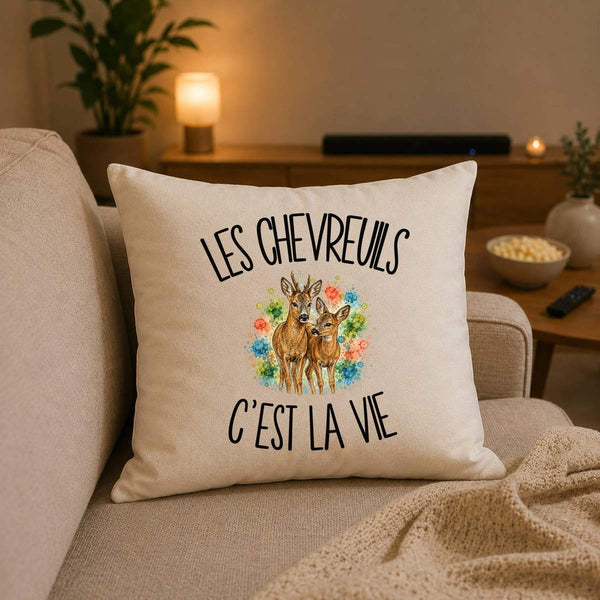 Housse de Coussin Les chevreuils c'est la vie
