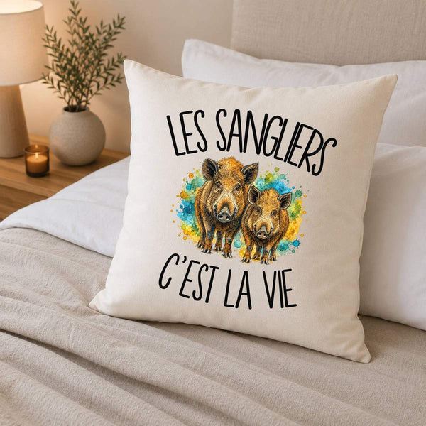 Housse de Coussin Les sangliers c'est la vie