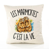Housse de Coussin Les marmottes c'est la vie
