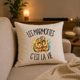 Housse de Coussin Les marmottes c'est la vie