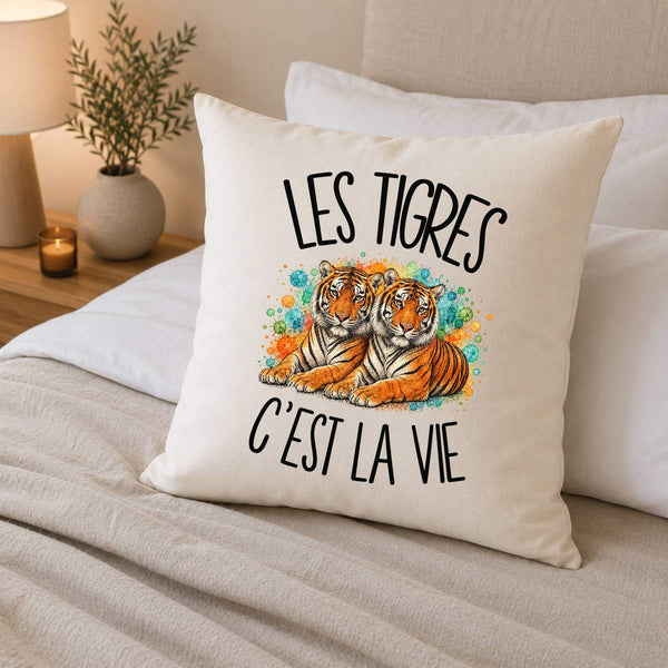 Housse de Coussin Les tigres c'est la vie