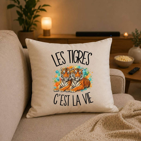 Housse de Coussin Les tigres c'est la vie
