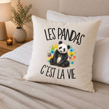 Housse de Coussin Les pandas c'est la vie