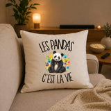 Housse de Coussin Les pandas c'est la vie