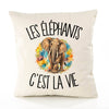 Housse de Coussin Les éléphants c'est la vie