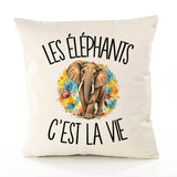 Housse de Coussin Les éléphants c'est la vie