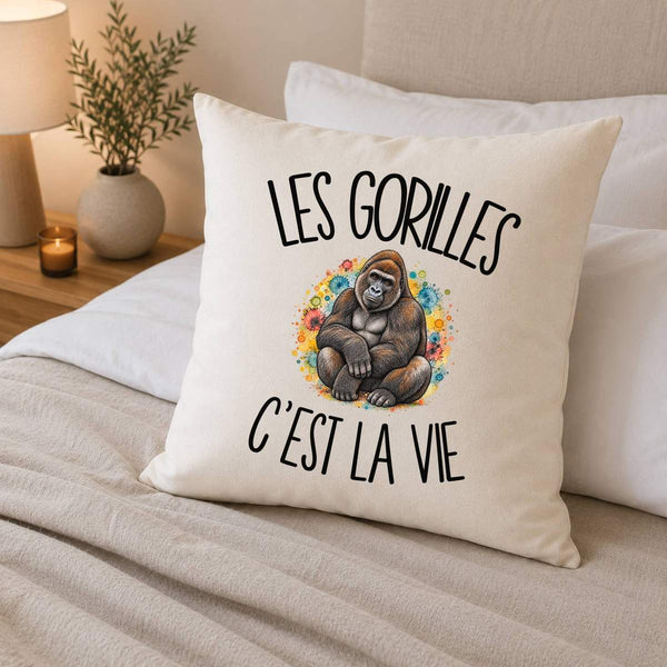Housse de Coussin Les gorilles c'est la vie