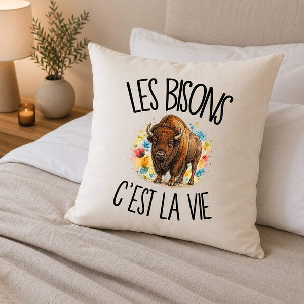 Housse de Coussin Les bisons c'est la vie