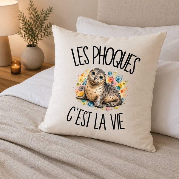 Housse de Coussin Les phoques c'est la vie