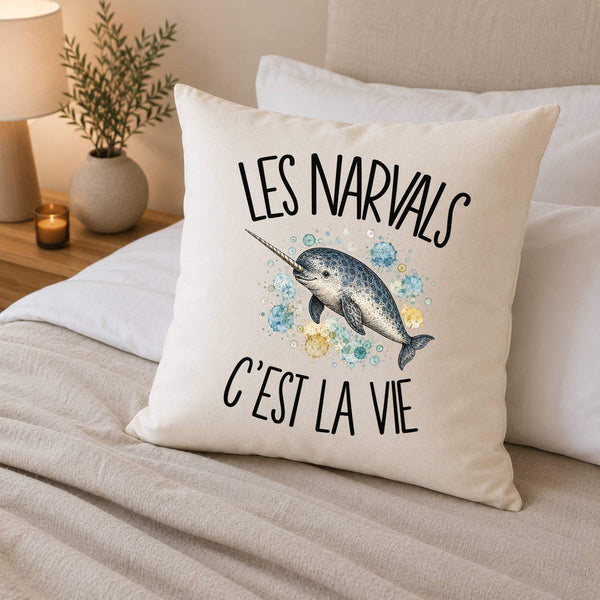 Housse de Coussin Les narvals c'est la vie