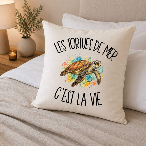 Housse de Coussin Les tortues de mer c'est la vie