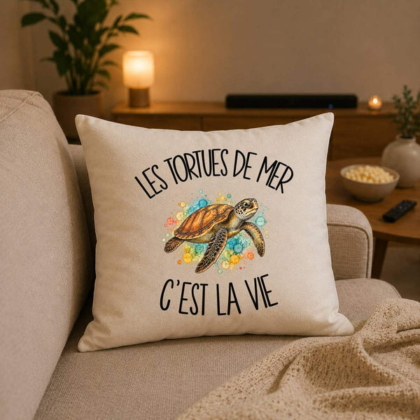 Housse de Coussin Les tortues de mer c'est la vie
