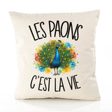Housse de Coussin Les paons c'est la vie